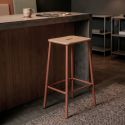 Lot de 2 tabourets de bar H65cm en bois naturel pied en métal brique - BAHIA