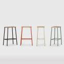 Lot de 2 tabourets de bar H65cm en bois naturel pied en métal brique - BAHIA