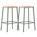Lot de 2 tabourets de bar H65cm en bois naturel pied en métal aigue-marine - BAHIA