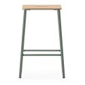 Lot de 2 tabourets de bar H65cm en bois naturel pied en métal aigue-marine - BAHIA
