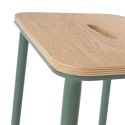 Lot de 2 tabourets de bar H65cm en bois naturel pied en métal aigue-marine - BAHIA