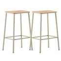 Lot de 2 tabourets de bar H65cm en bois naturel pied en métal beige - BAHIA