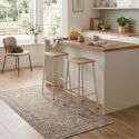 Lot de 2 tabourets de bar H65cm en bois naturel pied en métal beige - BAHIA
