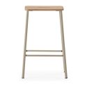Lot de 2 tabourets de bar H65cm en bois naturel pied en métal beige - BAHIA