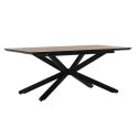Table repas extensible 190/250cm aspect chêne foncé pieds étoile métal noir - NADILIS