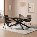 Table repas extensible 190/250cm aspect chêne foncé pieds étoile métal noir - NADILIS