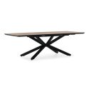 Table repas extensible 190/250cm aspect chêne foncé pieds étoile métal noir - NADILIS