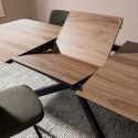 Table repas extensible 190/250cm aspect chêne foncé pieds étoile métal noir - NADILIS