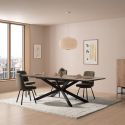 Table repas extensible 190/250cm aspect chêne foncé pieds étoile métal noir - NADILIS