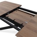 Table repas extensible 190/250cm aspect chêne foncé pieds étoile métal noir - NADILIS
