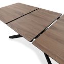 Table repas extensible 190/250cm aspect chêne foncé pieds étoile métal noir - NADILIS