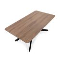 Table repas extensible 190/250cm aspect chêne foncé pieds étoile métal noir - NADILIS