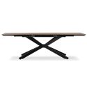 Table repas extensible 190/250cm aspect chêne foncé pieds étoile métal noir - NADILIS