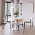 Lot de 2 chaises dossier bois assise tissu taupe et pieds métal noir - RIDILA