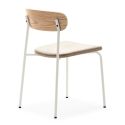 Lot de 2 chaises dossier bois assise tissu beige et pieds métal blanc - RIDILA
