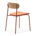 Lot de 2 chaises dossier bois assise tissu et pieds métal brique - RIDILA