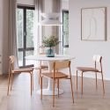 Lot de 2 chaises dossier bois assise tissu et pieds métal brique - RIDILA