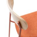 Lot de 2 chaises dossier bois assise tissu et pieds métal brique - RIDILA