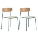 Lot de 2 chaises dossier bois assise tissu et pieds métal aigue-marine - RIDILA