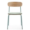 Lot de 2 chaises dossier bois assise tissu et pieds métal aigue-marine - RIDILA