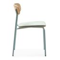 Lot de 2 chaises dossier bois assise tissu et pieds métal aigue-marine - RIDILA