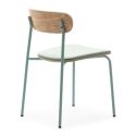 Lot de 2 chaises dossier bois assise tissu et pieds métal aigue-marine - RIDILA