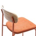 Lot de 2 tabourets de bar dossier bois assise tissu et pieds métal brique - RIDILA