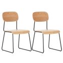 Lot de 2 chaises assise et dossier bois naturel pieds luge métal noir - SCOLA