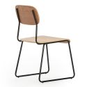 Lot de 2 chaises assise et dossier bois naturel pieds luge métal noir - SCOLA