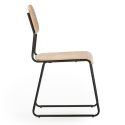 Lot de 2 chaises assise et dossier bois naturel pieds luge métal noir - SCOLA