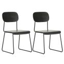 Lot de 2 chaises assise et dossier bois noir pieds luge métal noir - SCOLA