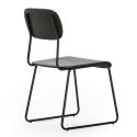 Lot de 2 chaises assise et dossier bois noir pieds luge métal noir - SCOLA