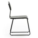 Lot de 2 chaises assise et dossier bois noir pieds luge métal noir - SCOLA