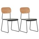 Lot de 2 chaises assise bois noir et dossier bois naturel pieds luge métal noir - SCOLA