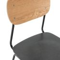 Lot de 2 chaises assise bois noir et dossier bois naturel pieds luge métal noir - SCOLA