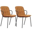 Lot de 2 chaises en tissu chiné rouille et métal noir - GIANA
