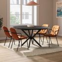 Lot de 2 chaises en tissu chiné rouille et métal noir - GIANA