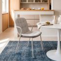 Lot de 2 chaises en tissu chiné beige et métal crème - GIANA