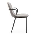 Lot de 2 chaises en tissu chiné gris clair et métal noir - GIANA
