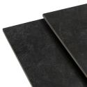 Table repas extensible carrée pierre frittée anthracite pieds croisés métal noir - ARIETTE