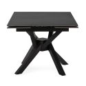 Table repas extensible carrée pierre frittée anthracite pieds croisés métal noir - ARIETTE