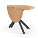 Table ronde pliable demi-lune MDF placage naturel pieds croisés métal noir - VIANA