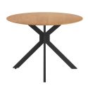 Table ronde pliable demi-lune MDF placage naturel pieds croisés métal noir - VIANA