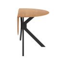 Table ronde pliable demi-lune MDF placage naturel pieds croisés métal noir - VIANA
