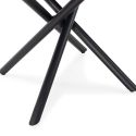 Table repas ronde Ø120cm MDF aspect pierre noire pieds croisées métal noir - AMAEL