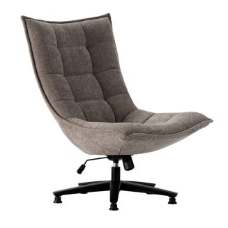 Fauteuil lounge pivotant tissu maille douce taupe pied étoile métal noir - CEVIA