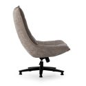 Fauteuil lounge pivotant tissu maille douce taupe pied étoile métal noir - CEVIA