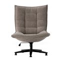 Fauteuil lounge pivotant tissu maille douce taupe pied étoile métal noir - CEVIA