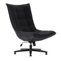 Fauteuil lounge pivotant tissu maille douce gris foncé pied étoile métal noir - CEVIA