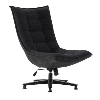 Fauteuil lounge pivotant tissu maille douce gris foncé pied étoile métal noir - CEVIA